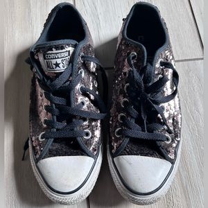 Converse all star shoes, size 7 bronze sequin